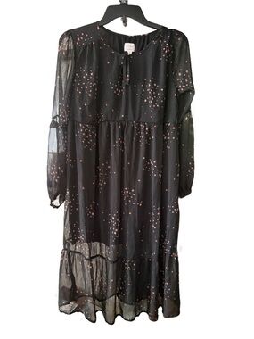 Isabel Maternity  Midi Dress with Pink Star Print